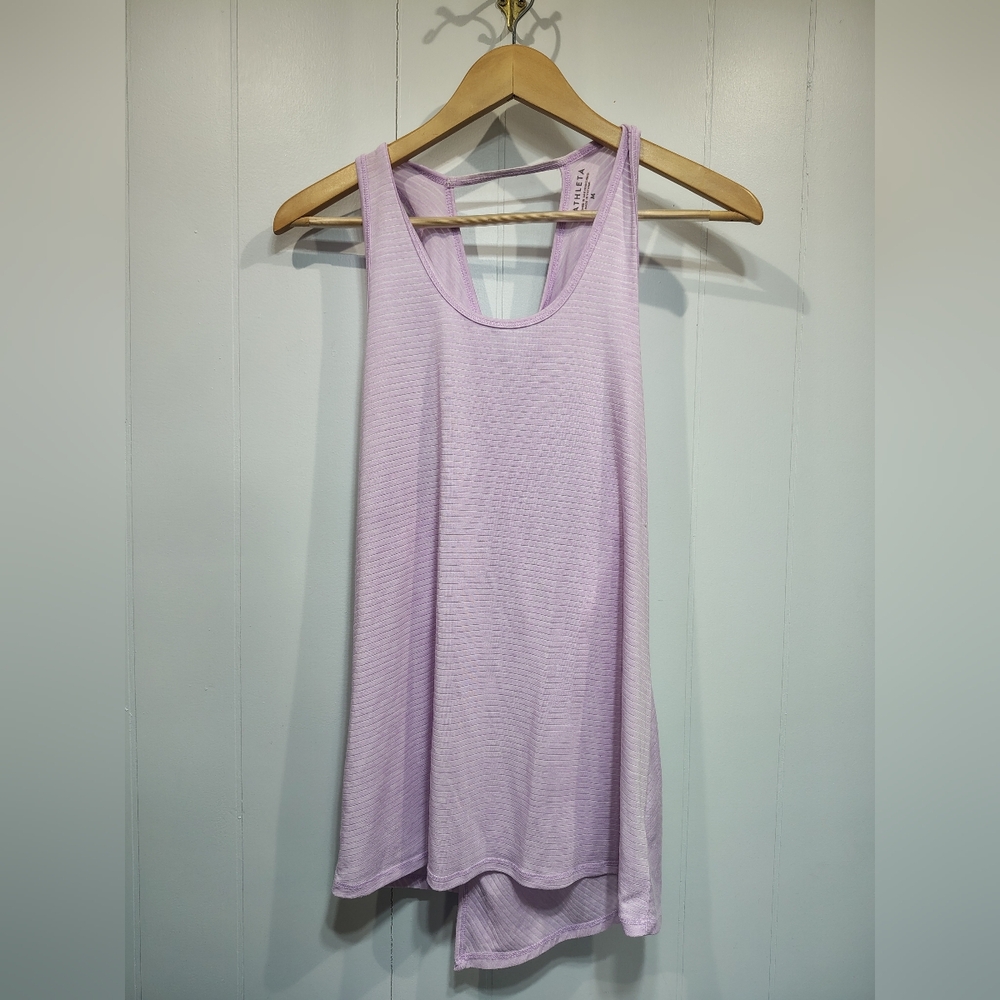Athleta Purple Lilac Lavender Flowy Tank Size M Criss Cross Open Back Athletic‎